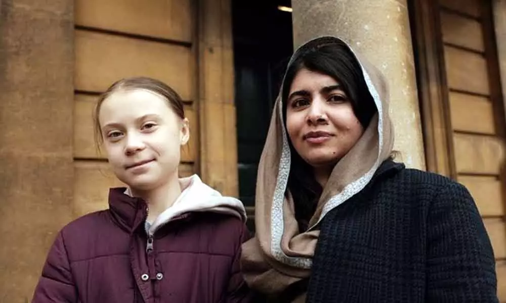 Greta Thunberg meets her role model Malala Yousafzai at Oxford university