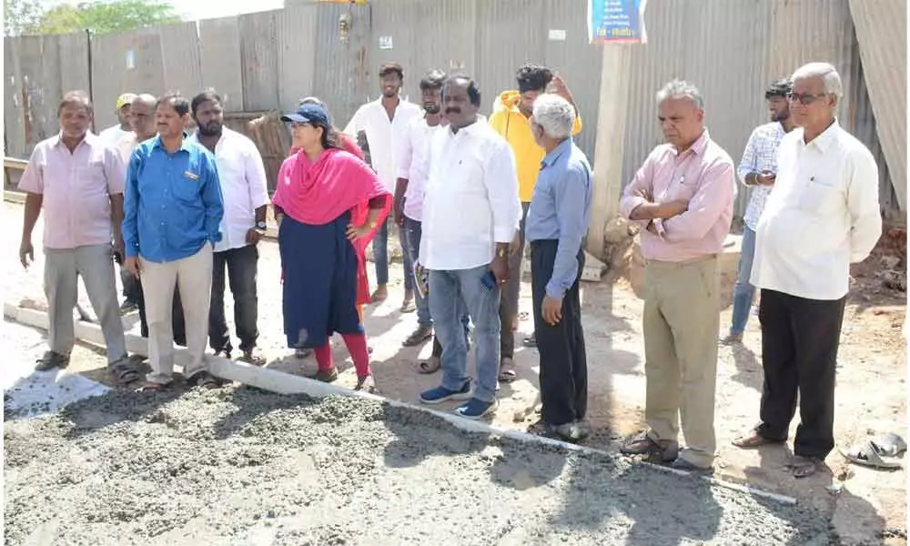 Hyderabad: Mudraboina Srinivasa Rao inspects CC road works in Lingojiguda
