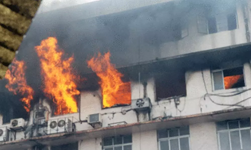 Two flats gutted as the fire broke out at an apartment in Nellore