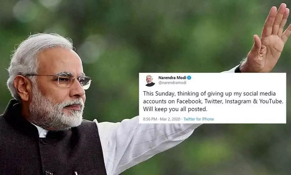 This Sunday, thinking to quit social media, PM Narendra Modi tweets