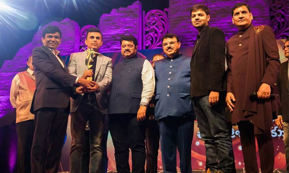 Anand Pandit honored at the 19th Transmedia Gujarati Screen and Stage Awards 2019