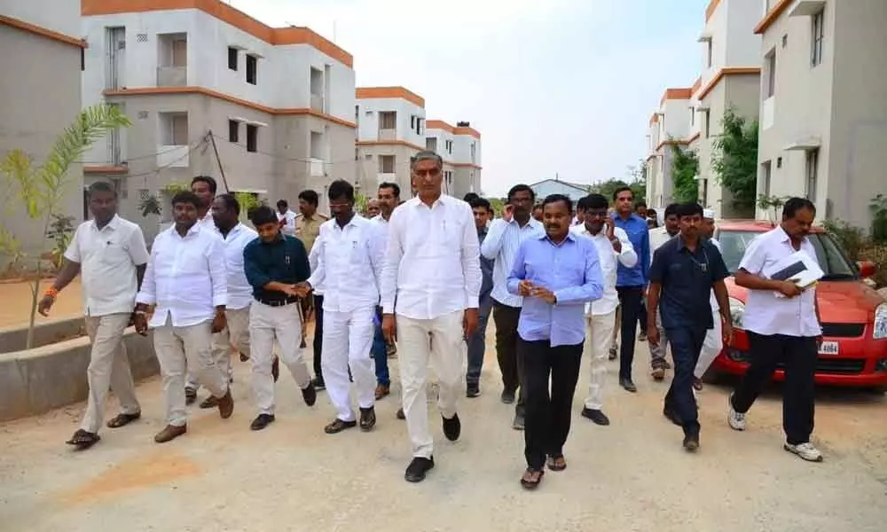 Siddipet: Minister Harish Rao instructed officials to complete all the unfinished works of double bedroom houses in Narsapur