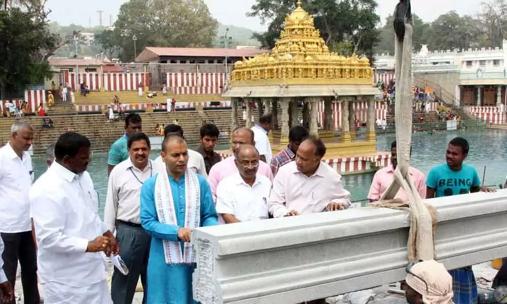 Tirupati: TTD EO Anil Kumar Singhal inspects Srivari temple works in Vizag