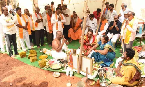 Foundation Stone laid for Vishwa Hindu Parishad office in Ongole