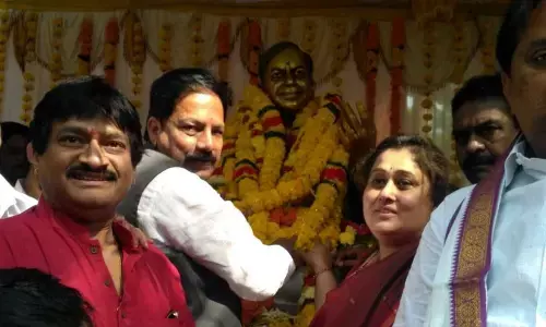 Dy Speaker Kona Raghupati unveils Balamuralikrishna statue in Kakinada