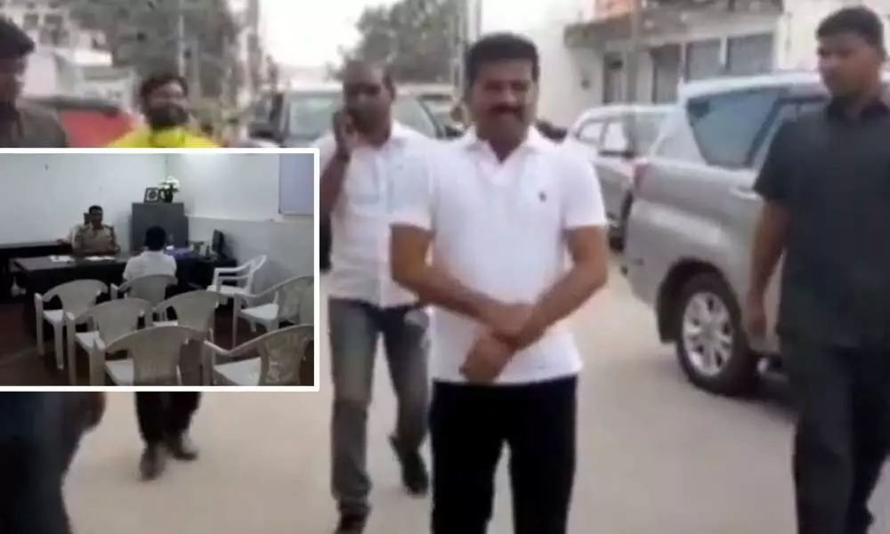 Revanth Reddy held at Shamshabad airport in Hyderabad for flying drones at KTR farmhouse