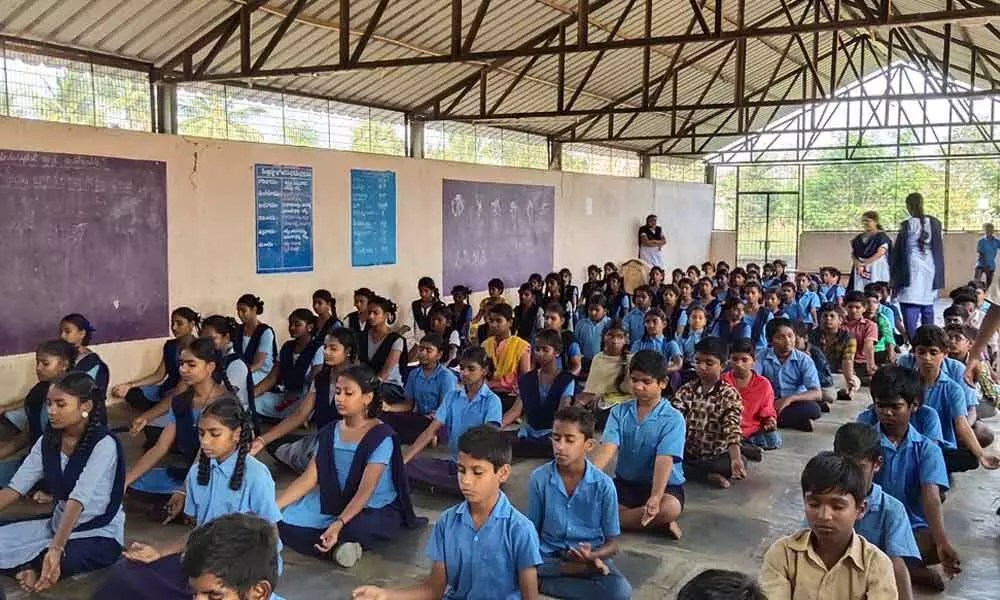 Vijayawada: Yoga classes conclude at ZP High School
