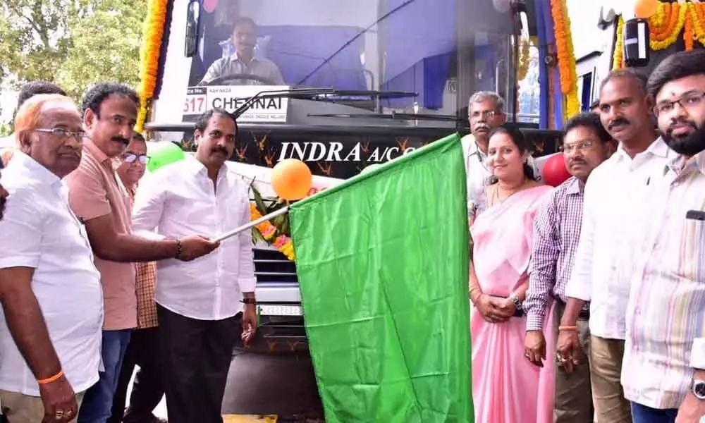 Minister Kurasala Kannababu flags off Kakinada-Chennai bus services