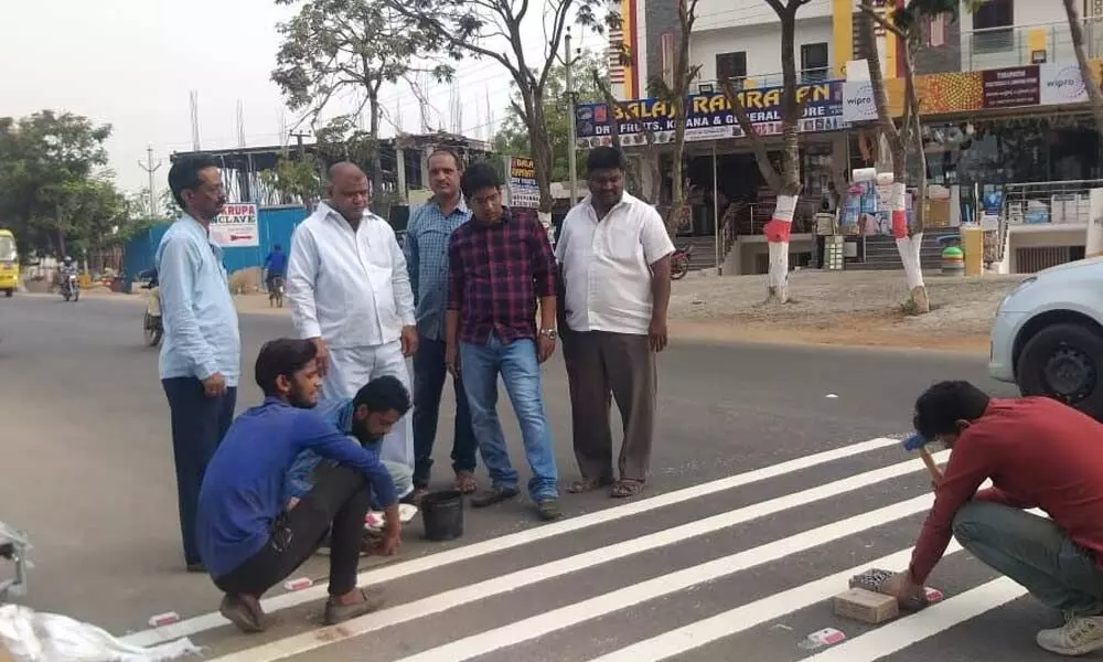 Hyderabad: Safety markings set on road in Nagaram