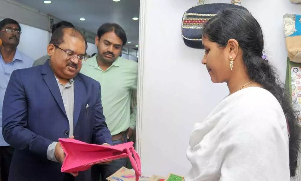 Vijayawada: Collector Mohammad  Imtiaz opens handicrafts exhibition