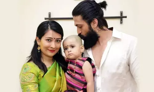 Spotted: Yash-Radhika in Nanjanagudu for daughters tonsure ceremony Spotted: Yash-Radhika in Nanjanagudu for daughters tonsure ceremony