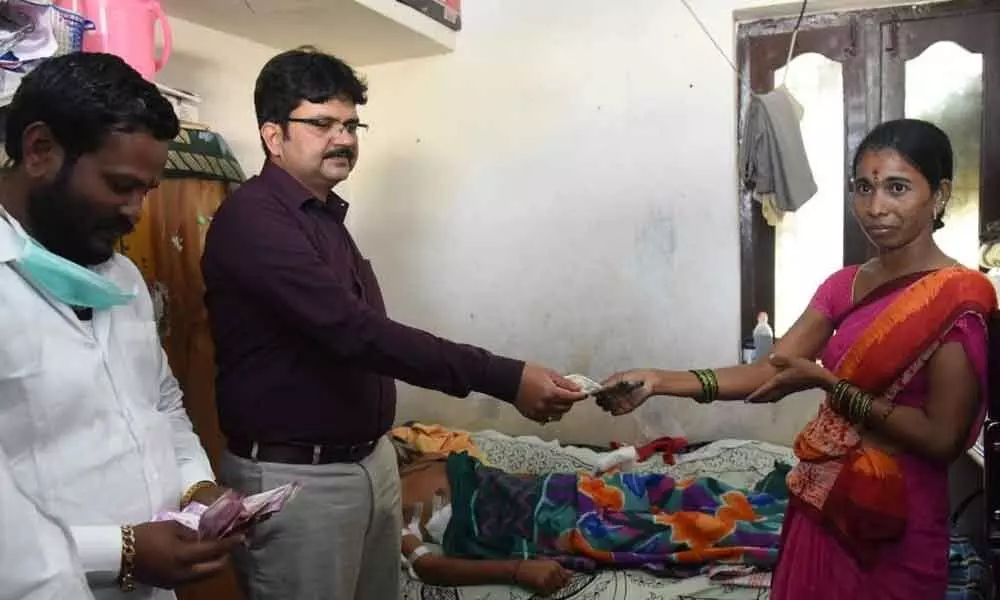 Hyderabad: Sangareddy District Collector Hanumanth Rao on Tuesday visited Plight of an electric shock victim