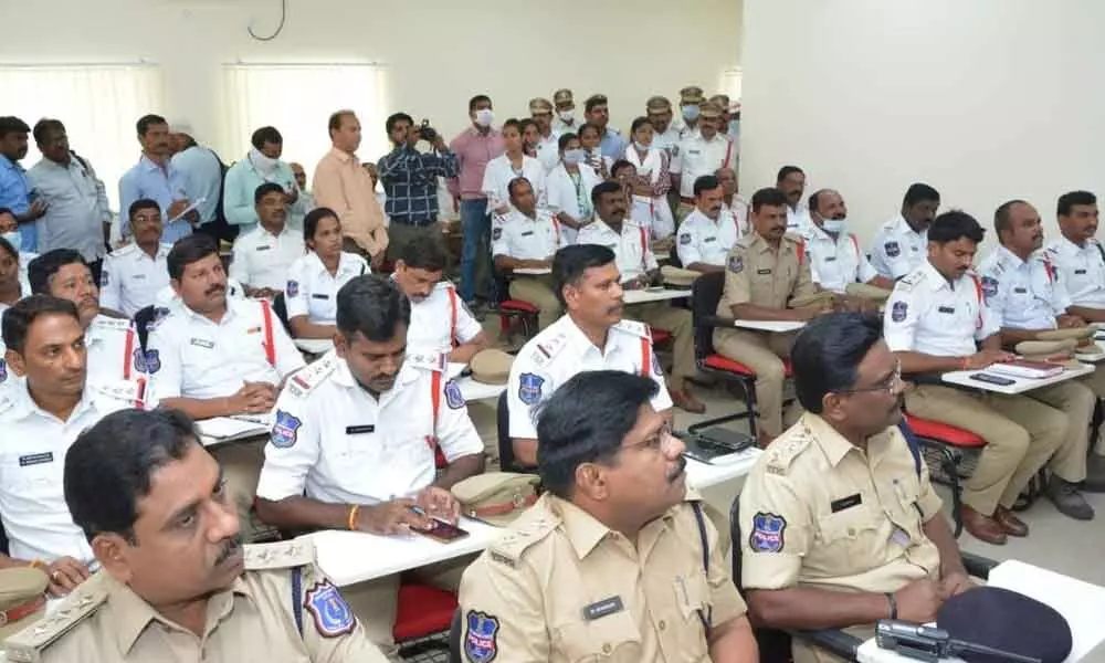 LB Nagar: Covid awareness camp held for traffic cops