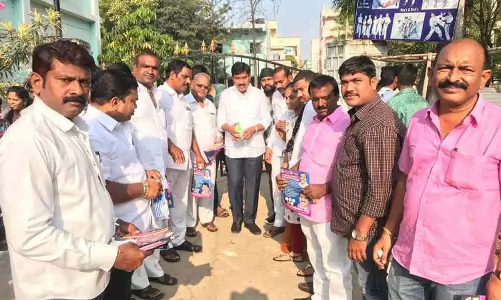 Hyderabad: Sanitisers distributed to SSC students in Champapet