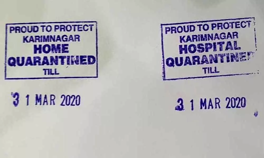 Karimnagar: Hand stamp on coronavirus suspects