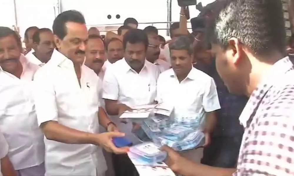 MK Stalin distributes hygiene kits in Chennai