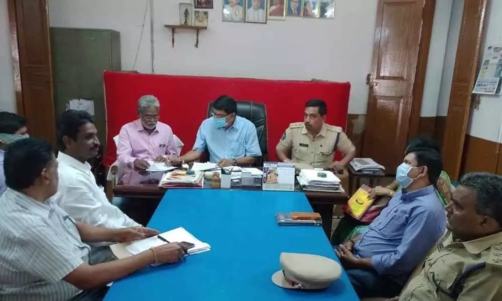 Vijayawada:  MLA M Jaganmohana Rao discusses with officials on Coronavirus