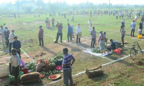 Srikakulam: Stalls set up at different places to avoid the rush