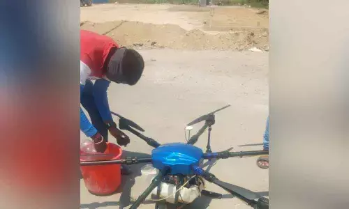 Hyderabad: Narayanapet DC deploys drones to sanitise inter-state goods carriers