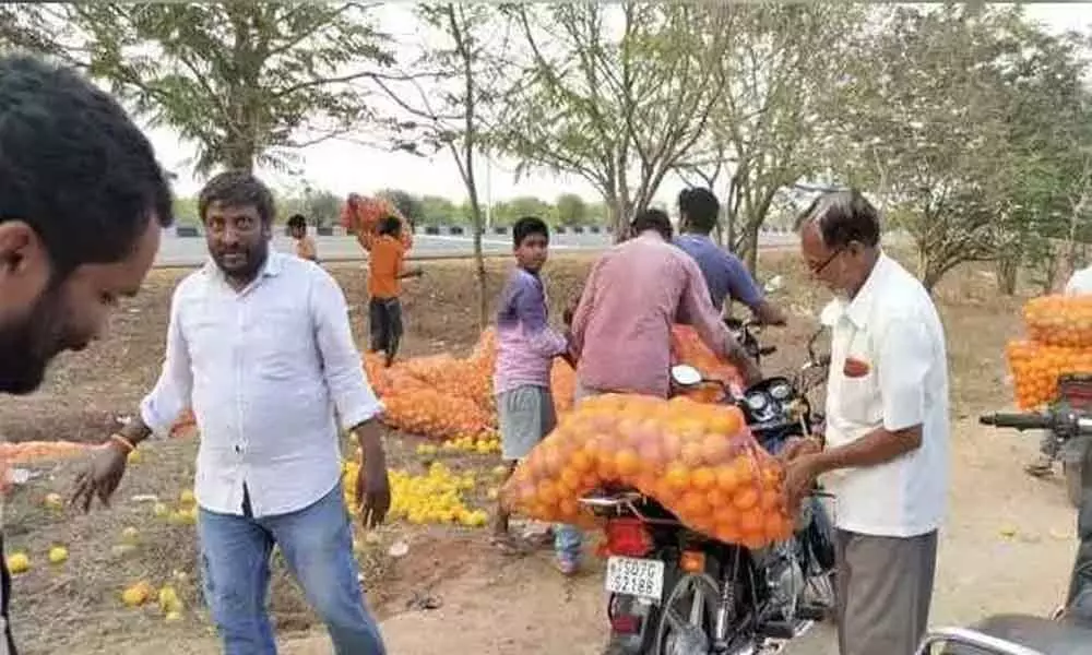 DCM dumps huge cucumber bags near Shamshabad road, locals rushed to pick