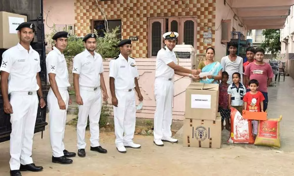 Visakhapatnam: Navy distributes aid to disadvantaged sections