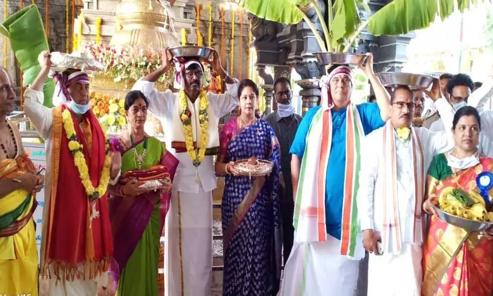 Celestial wedding of Lord Rama being held in Lord Rama temple Bhadrachalm