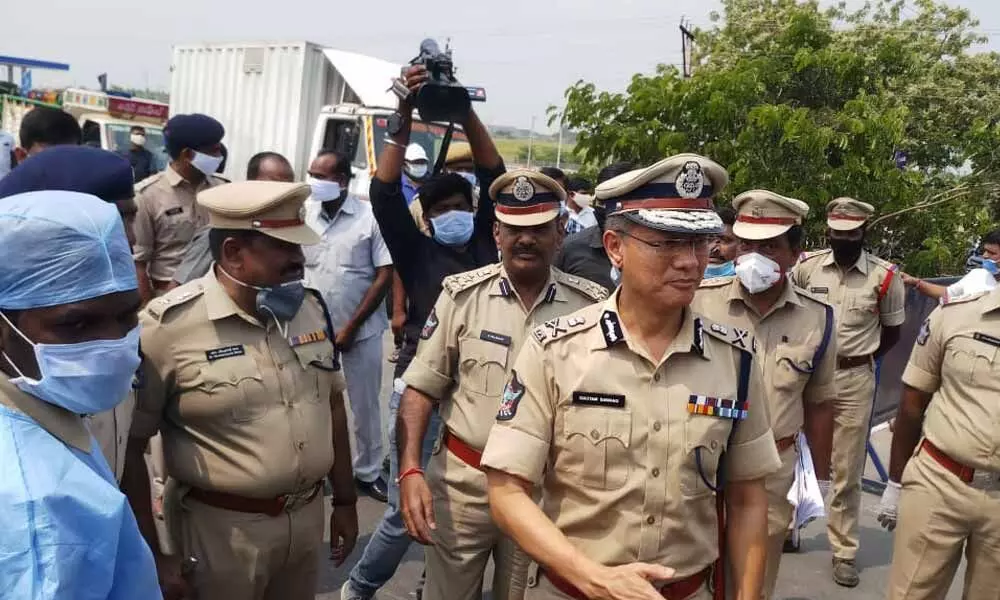 DGP Gautam Sawang inspects Garikapadu check post, instructs officials not to allow anyone