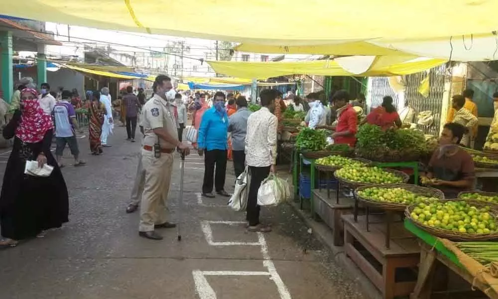 Hyderabad: Social distancing strictly enforced at Monda market