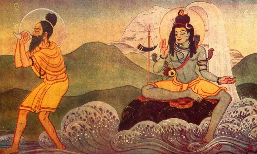 Brahma commending Bhagiratha