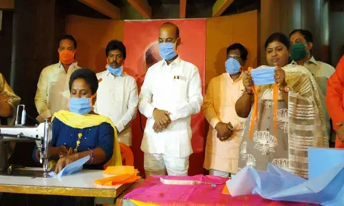 BJP holds mask stitching demo in Hyderabad