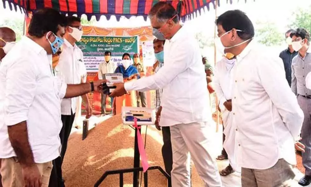 Minister Harish Rao inaugurates paddy procurement centre in Siddipet district