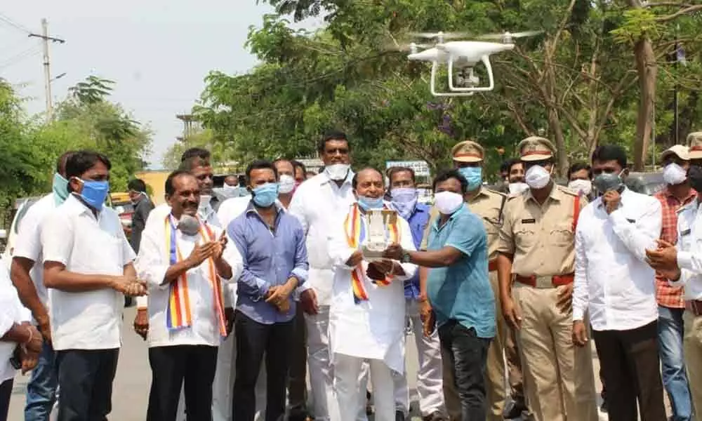 Telangana: Minister Allola Indrakaran inaugurated drone cameras introduced by the district police department in nirmal district