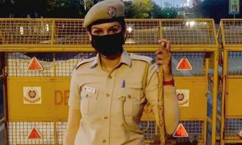 New Delhi: Woman cop puts duty above one-and- half-year old son