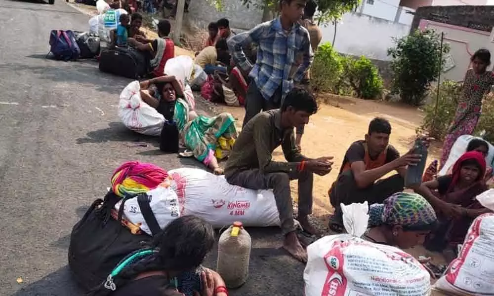 Khammam: Migrant labourers appeal to let them go