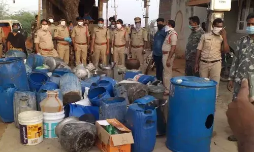 Chittoor: SP S Senthil Kumar said Police destroy illicitly distilled liquor, nab four