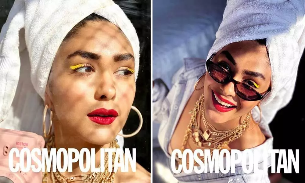 Mrunal Thakur Shows Of Her Makeup Skills On Cosmopolitan WHF Magazine Cover Page