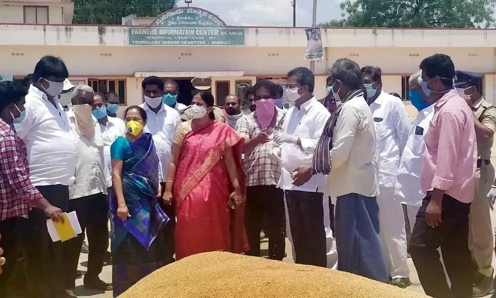 Mylavaram: Joint Collector K Madhavilatha assures farmers of MSP for paddy