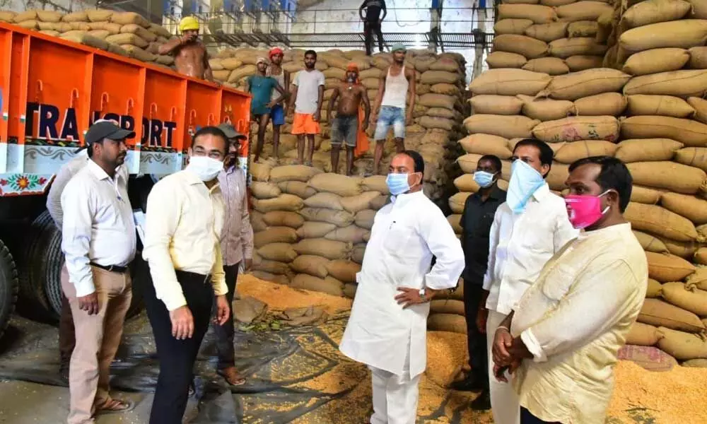 Telangana Government will buy rain-soaked grains also, assures Indrakaran Reddy at Nirmal