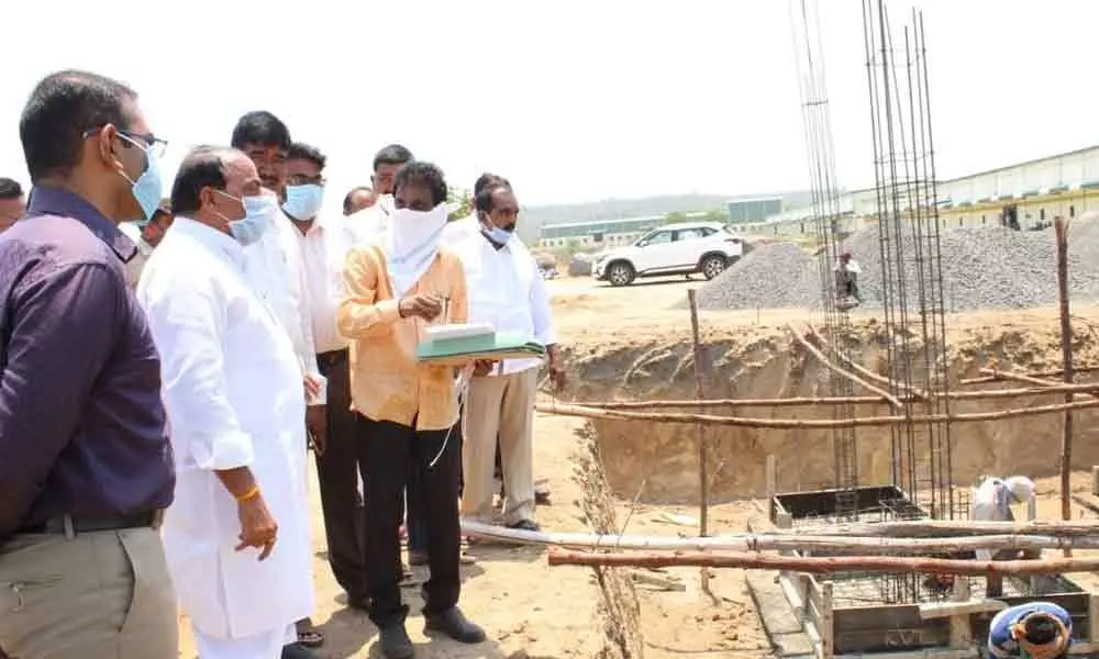 Nirmal: Minister Allola Indrakaran Reddy inspects Minority Residential School building works