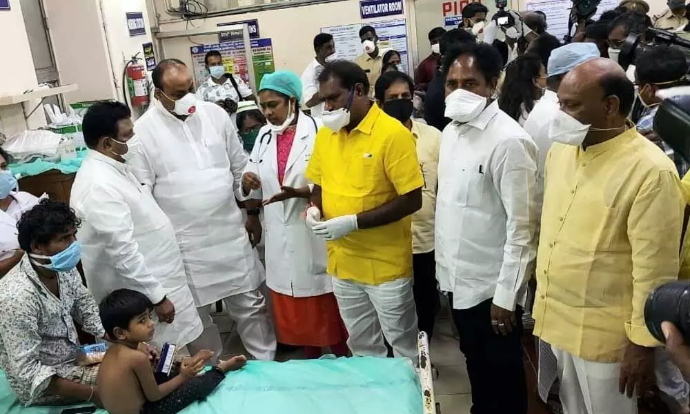 Visakhapatnam: TDP leaders visit KGH, interact with gas leak victims