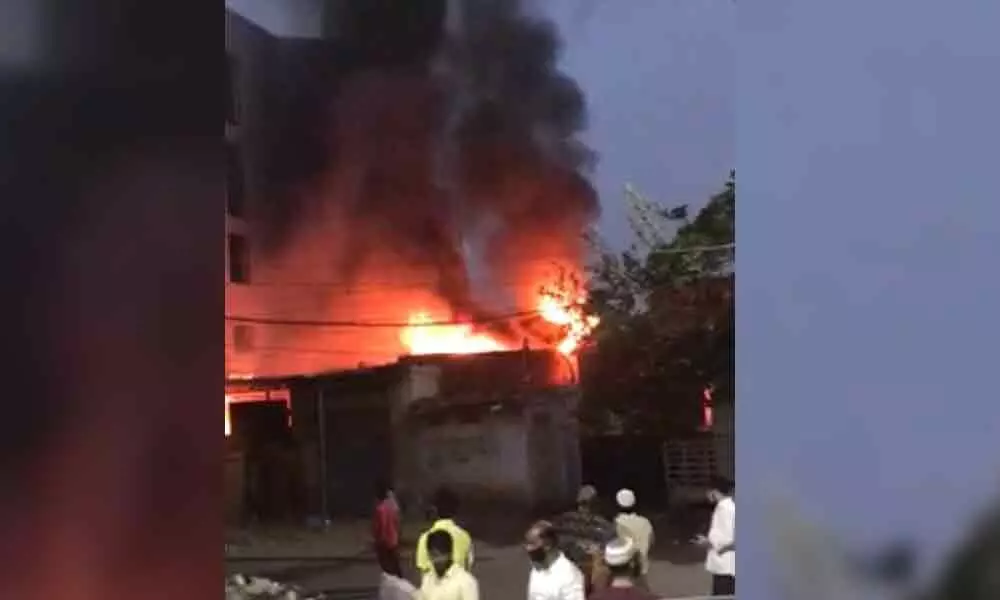 Fire breaks out in scrap godown in Hyderabad