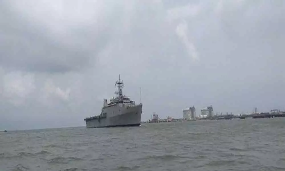 INS Jalashwa carrying 588 Indians from Maldives enters Kochi Harbour
