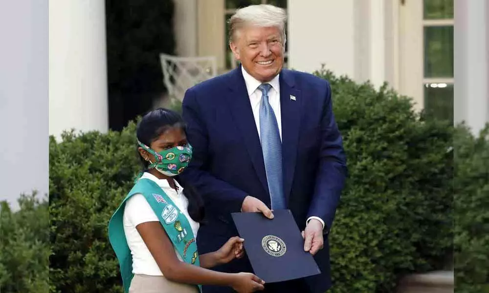 President Donald Trump honors 10-year-old Indian-American girl for COVID-19 help