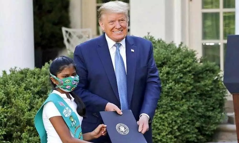 US President Trump honours Telugu girl for Covid help