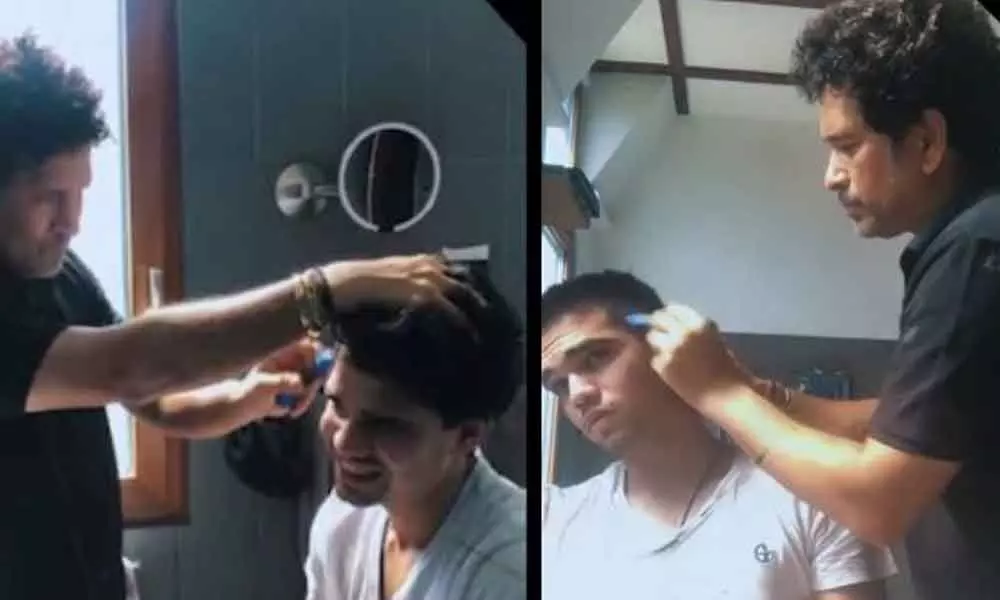 Sachin Tendulkar turns barber for son Arjun