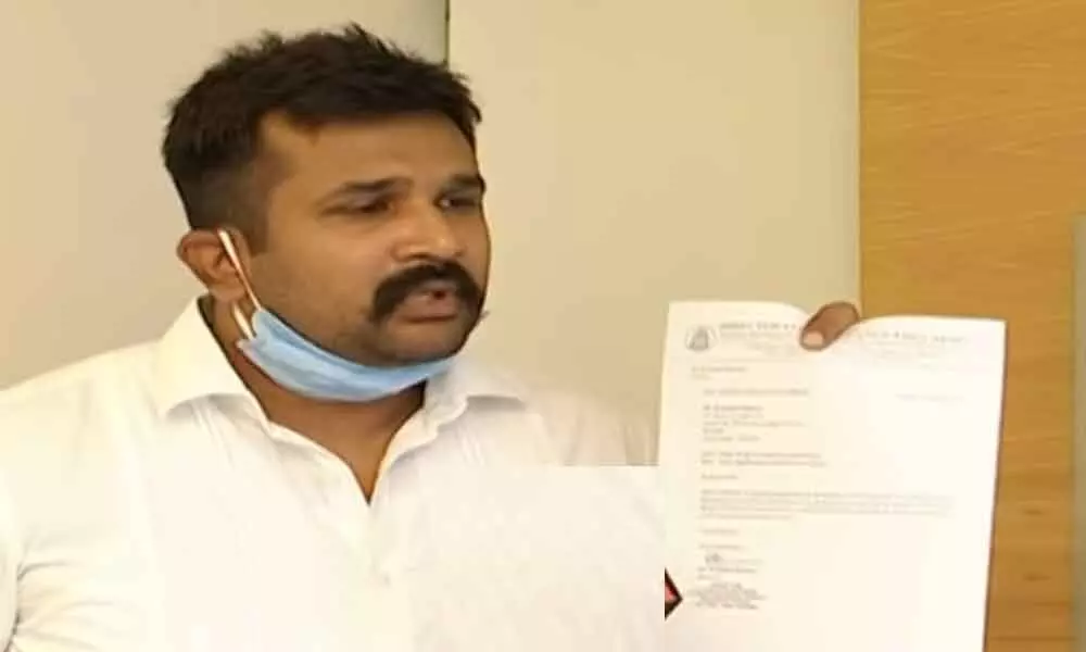 TRS leader M Krishank on Thursday lodged a complaint with the Chief Electoral Officer