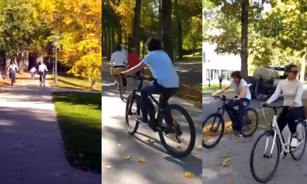 Viral now: Sitara and Gautham cycling together in Germany