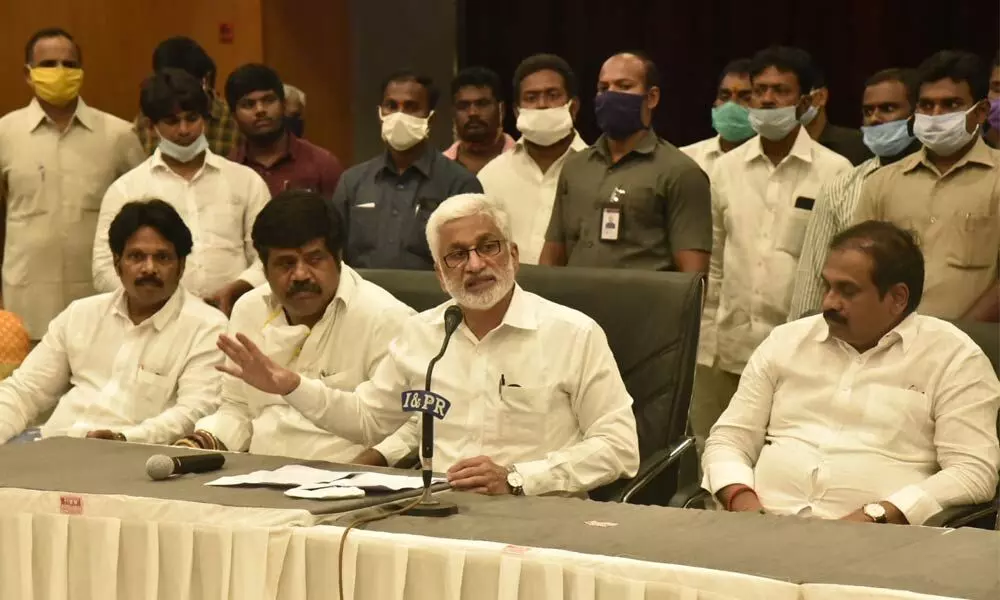 Rajya Sabha member V Vijayasai Reddy speaking at a review meeting in Visakhapatnam on Monday