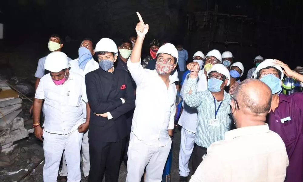 IT Minister KT Rama Rao inspecting under tunnel works in Konaraopet mandal  on Tuesday