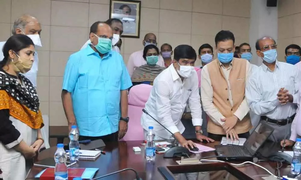 State Road and Building Minister V Prashant Reddy launching website to help Gulf returnees, in Hyderabad  on Saturday